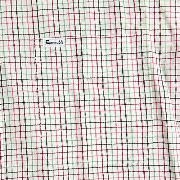 Men’s Faconnable Classique check plaid shirt casual chest pocket France sz large - Picture 4 of 7